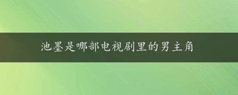 池墨是哪部电视剧里的男主角