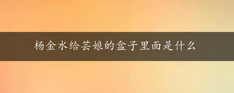 杨金水给芸娘的盒子里面是什么