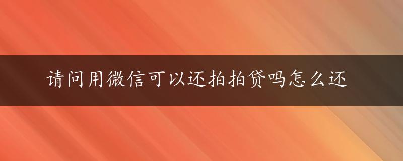 请问用微信可以还拍拍贷吗怎么还