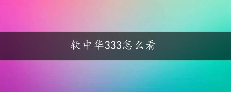 软中华333怎么看