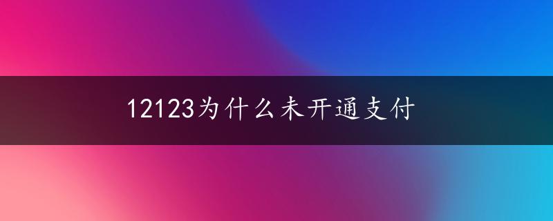 12123为什么未开通支付