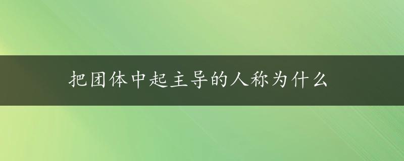 把团体中起主导的人称为什么