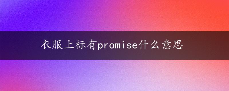 衣服上标有promise什么意思