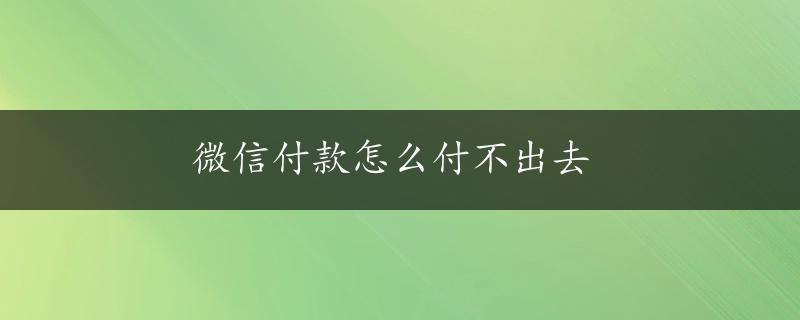 微信付款怎么付不出去