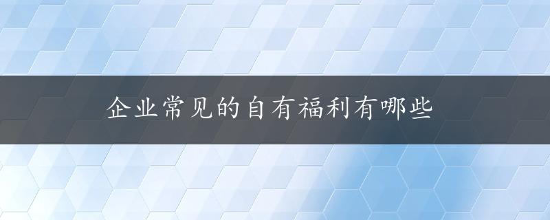 企业常见的自有福利有哪些