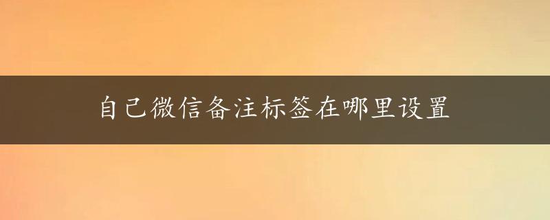 自己微信备注标签在哪里设置