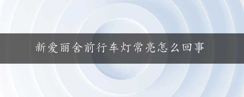 新爱丽舍前行车灯常亮怎么回事