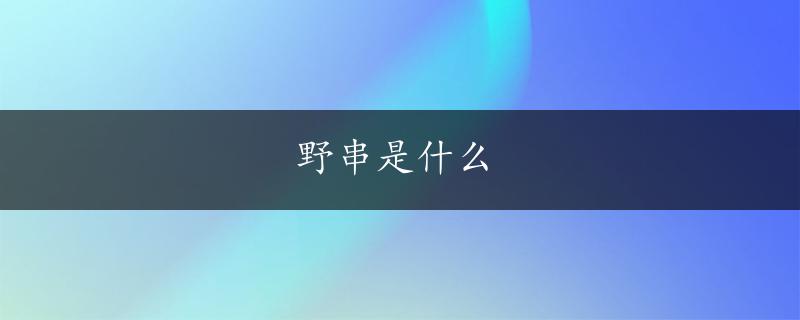 野串是什么