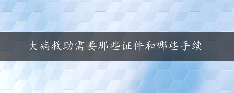 大病救助需要那些证件和哪些手续