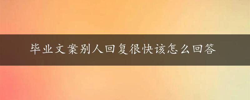 毕业文案别人回复很快该怎么回答