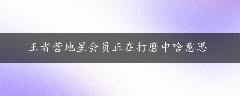 王者营地星会员正在打磨中啥意思