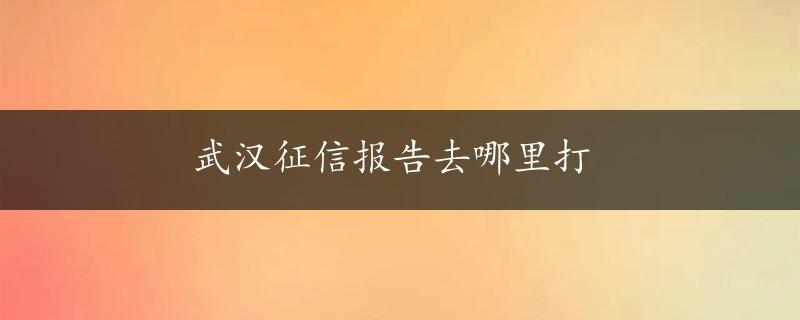 武汉征信报告去哪里打