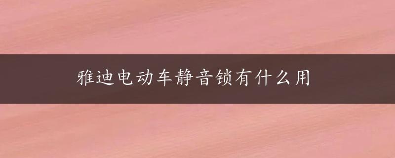 雅迪电动车静音锁有什么用