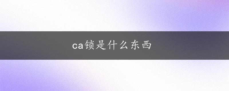 ca锁是什么东西