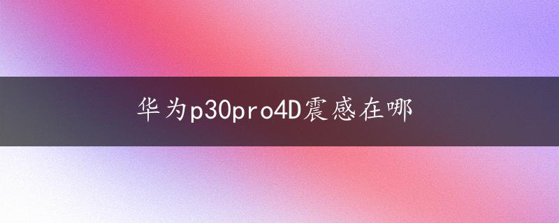 华为p30pro4D震感在哪