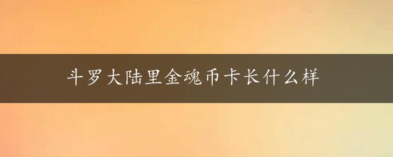 斗罗大陆里金魂币卡长什么样