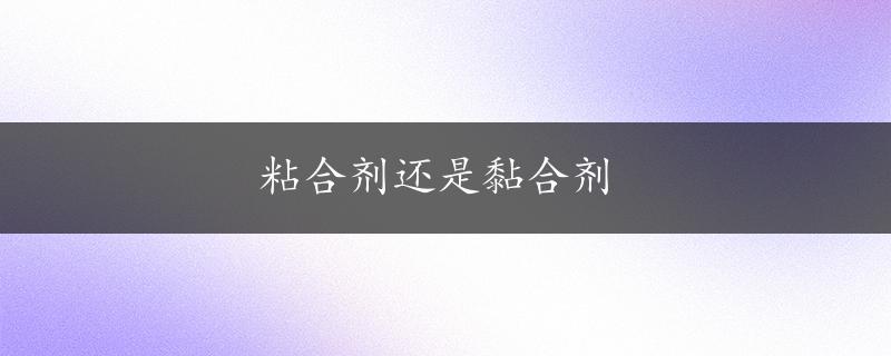 粘合剂还是黏合剂