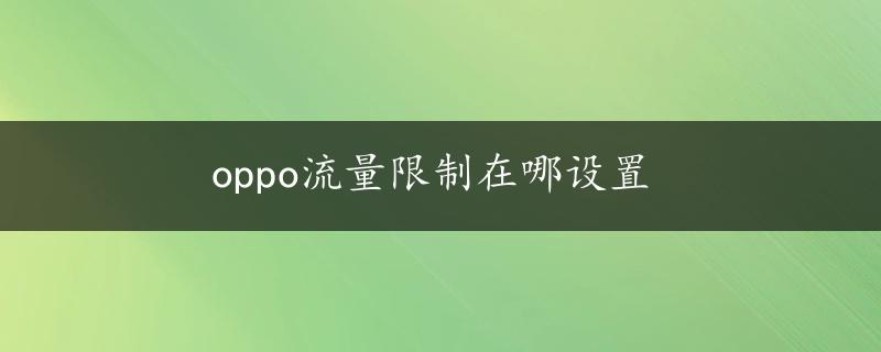 oppo流量限制在哪设置