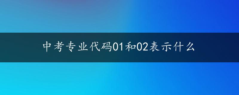 中考专业代码01和02表示什么