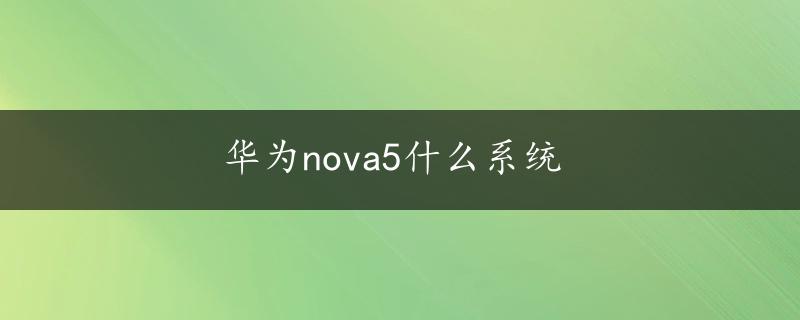 华为nova5什么系统