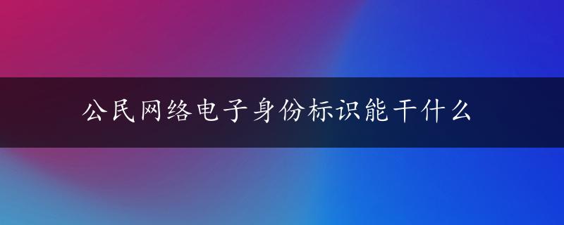 公民网络电子身份标识能干什么