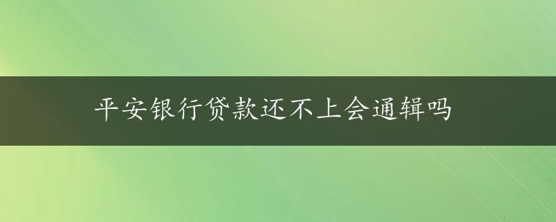 平安银行贷款还不上会通辑吗