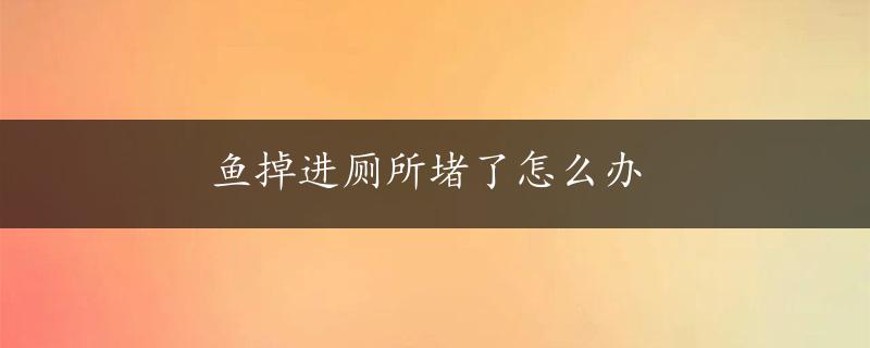 鱼掉进厕所堵了怎么办