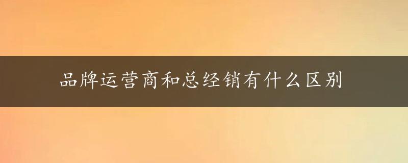 品牌运营商和总经销有什么区别