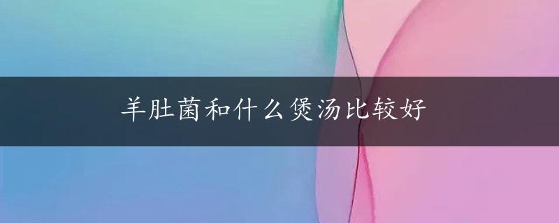 羊肚菌和什么煲汤比较好