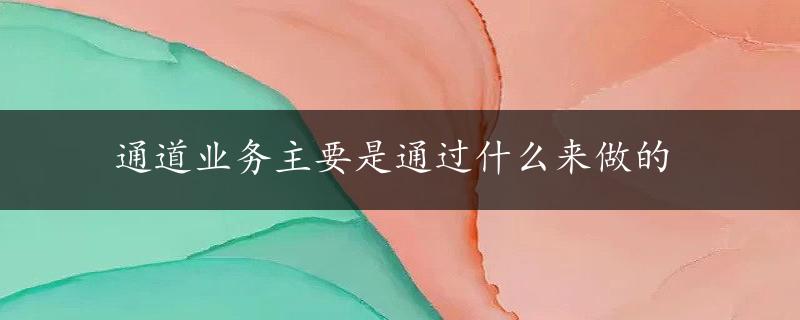 通道业务主要是通过什么来做的