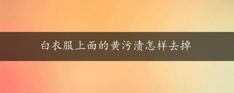 白衣服上面的黄污渍怎样去掉