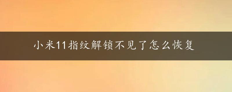 小米11指纹解锁不见了怎么恢复