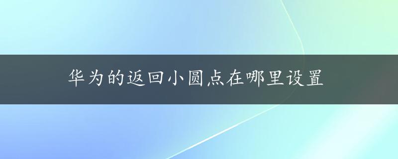 华为的返回小圆点在哪里设置