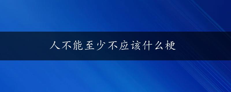 人不能至少不应该什么梗