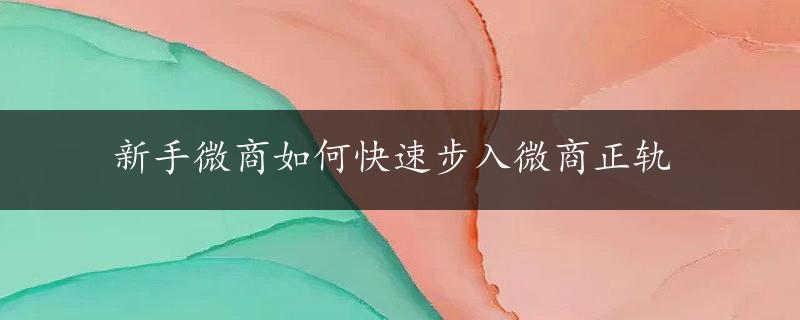 新手微商如何快速步入微商正轨