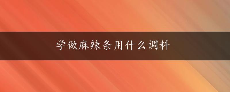 学做麻辣条用什么调料