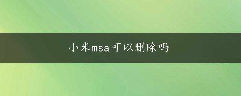 小米msa可以删除吗