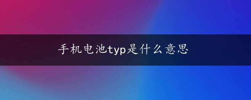 手机电池typ是什么意思