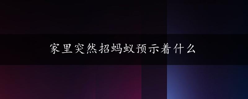 家里突然招蚂蚁预示着什么