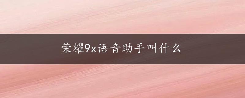 荣耀9x语音助手叫什么