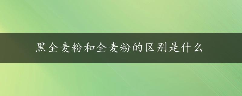 黑全麦粉和全麦粉的区别是什么