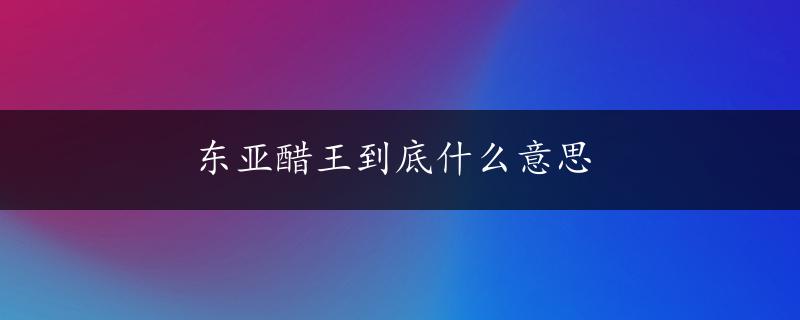 东亚醋王到底什么意思