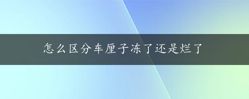 怎么区分车厘子冻了还是烂了