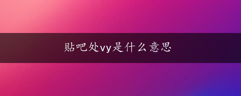 贴吧处vy是什么意思