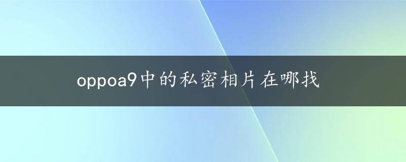 oppoa9中的私密相片在哪找