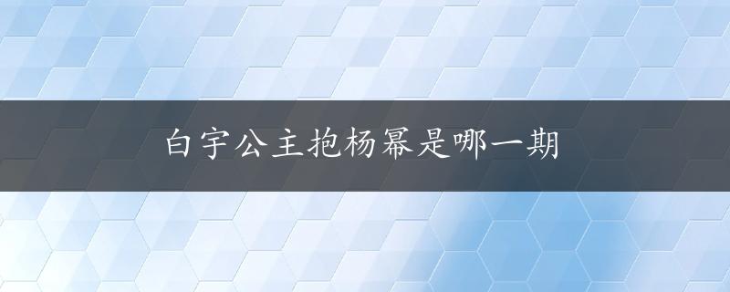 白宇公主抱杨幂是哪一期