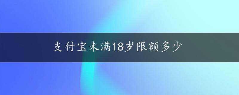 支付宝未满18岁限额多少