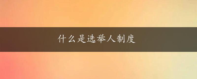 什么是选举人制度