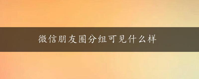 微信朋友圈分组可见什么样