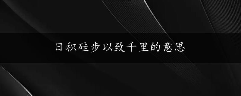 日积硅步以致千里的意思